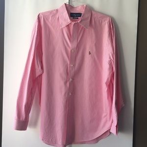 Ralph Lauren 17.5 pink pinstripe button down 34/35